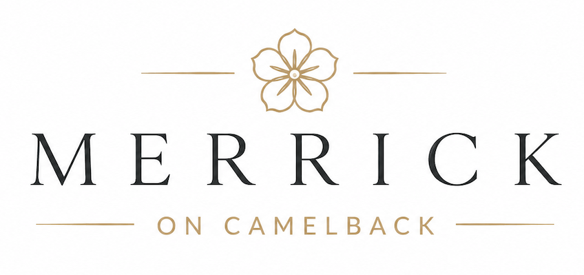 A logo with the text "Merrick on Camelback" and a flower graphic.